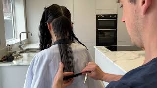 One Length Haircut Tutorial Lockdown 2020 [upl. by Etom381]