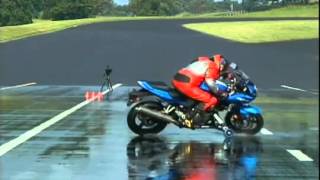 Prueba frenado con y sin ABS  Wet skid test on motorcycles with amp without ABS [upl. by Manoop]