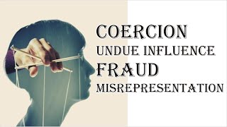 Coercion Undue Influence Fraud Misrepresentation  Indian Contract Act 1872  Law Guru [upl. by Enalahs]