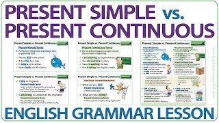 Present Simple vs Present Continuous Tense  Learn English Grammar  ESOL Lesson [upl. by Ertnom836]