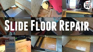 Rotted RV Slide Out Floor Repair  Fixed Manufacturer Flaw [upl. by Yzzo]