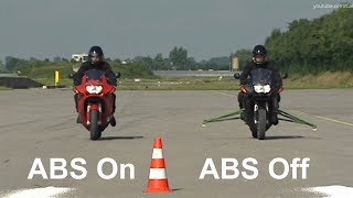 ABS On vs ABS Off on Bike  Brake Demonstration [upl. by Nwahsirhc79]