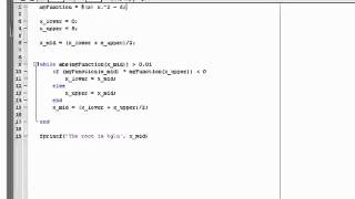 MATLAB Tutorial Part 6 Bisection Method Root finding [upl. by Sioux]