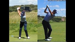 Justin Thomas golf swing  Long Iron faceon amp downtheline July 2017 [upl. by Atilrac749]