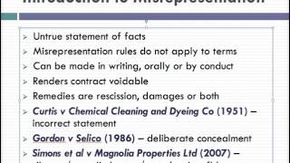 Misrepresentation Lecture 1 of 4 [upl. by Laven]